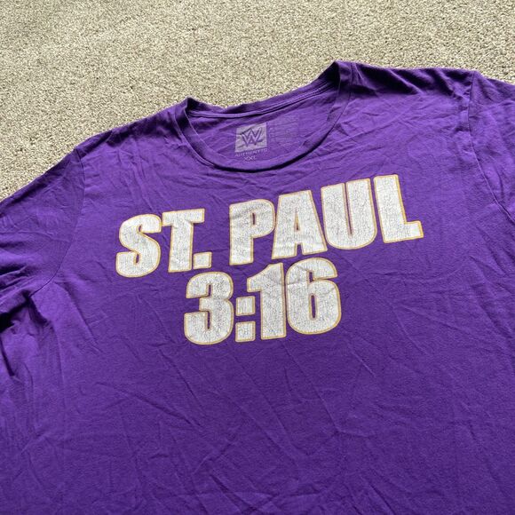 WWE ST PAUL 3:16 SKULL FLAMES PRINT TEE SHIRT MENS XXL - Picture 2 of 6